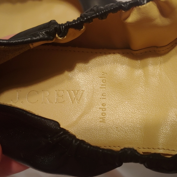 J crew ballerina fold away black leather flats - Picture 3 of 4